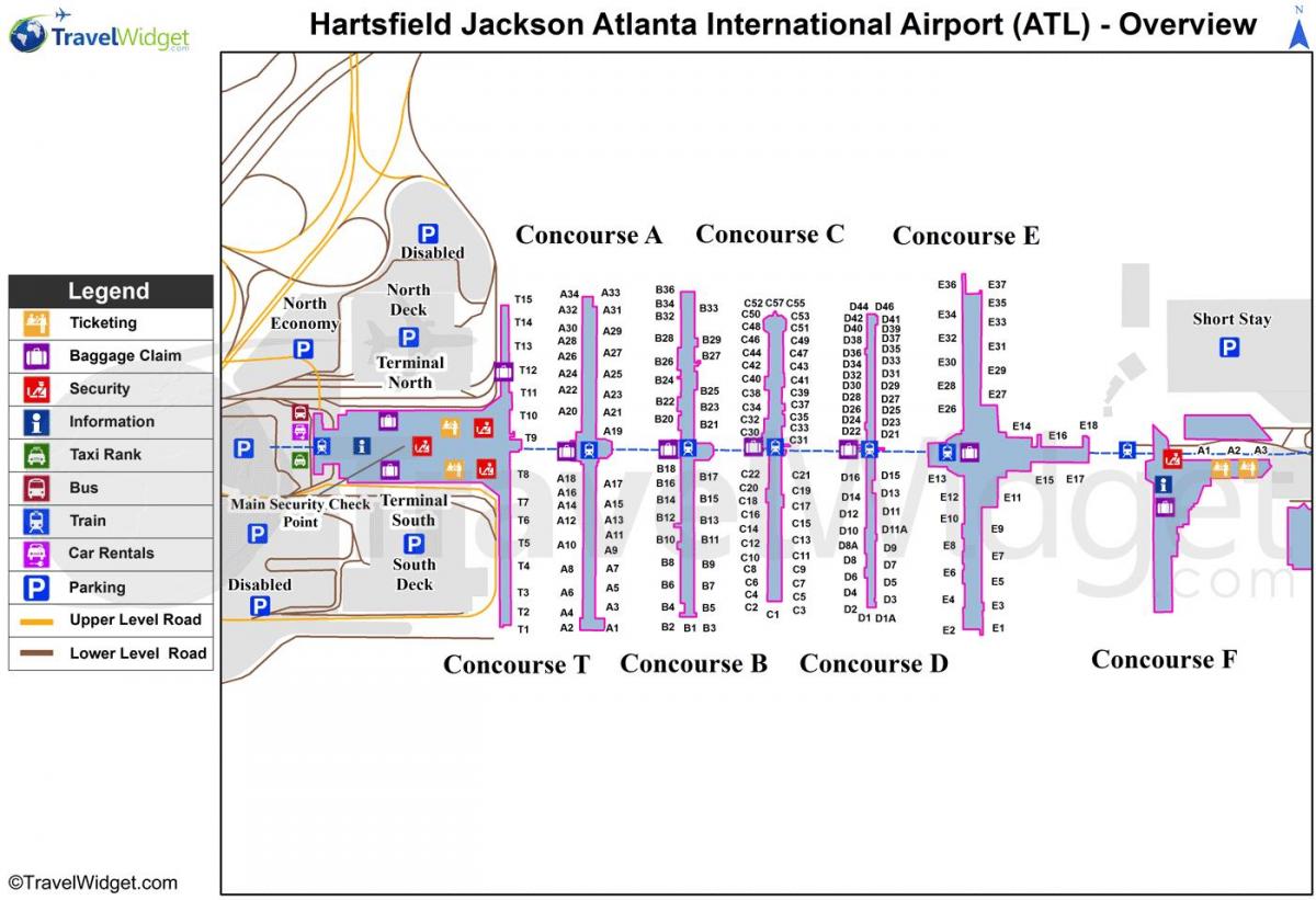 Атланта меѓународниот терминал мапа