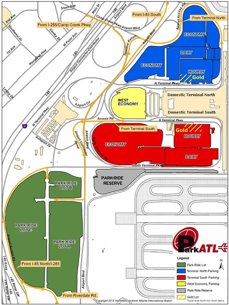 Атланта Hartsfield аеродром паркинг карта