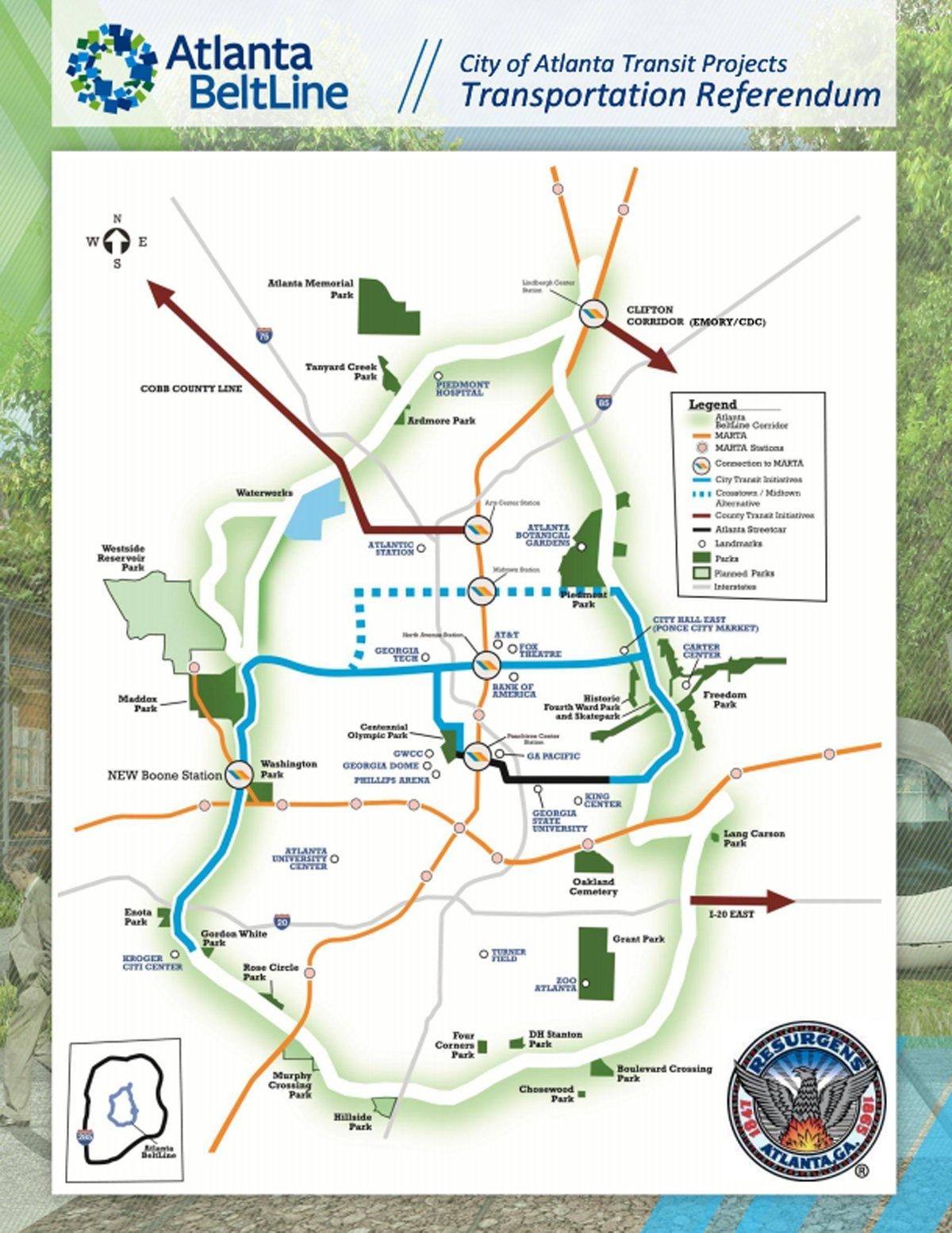 карта на Атланта beltline