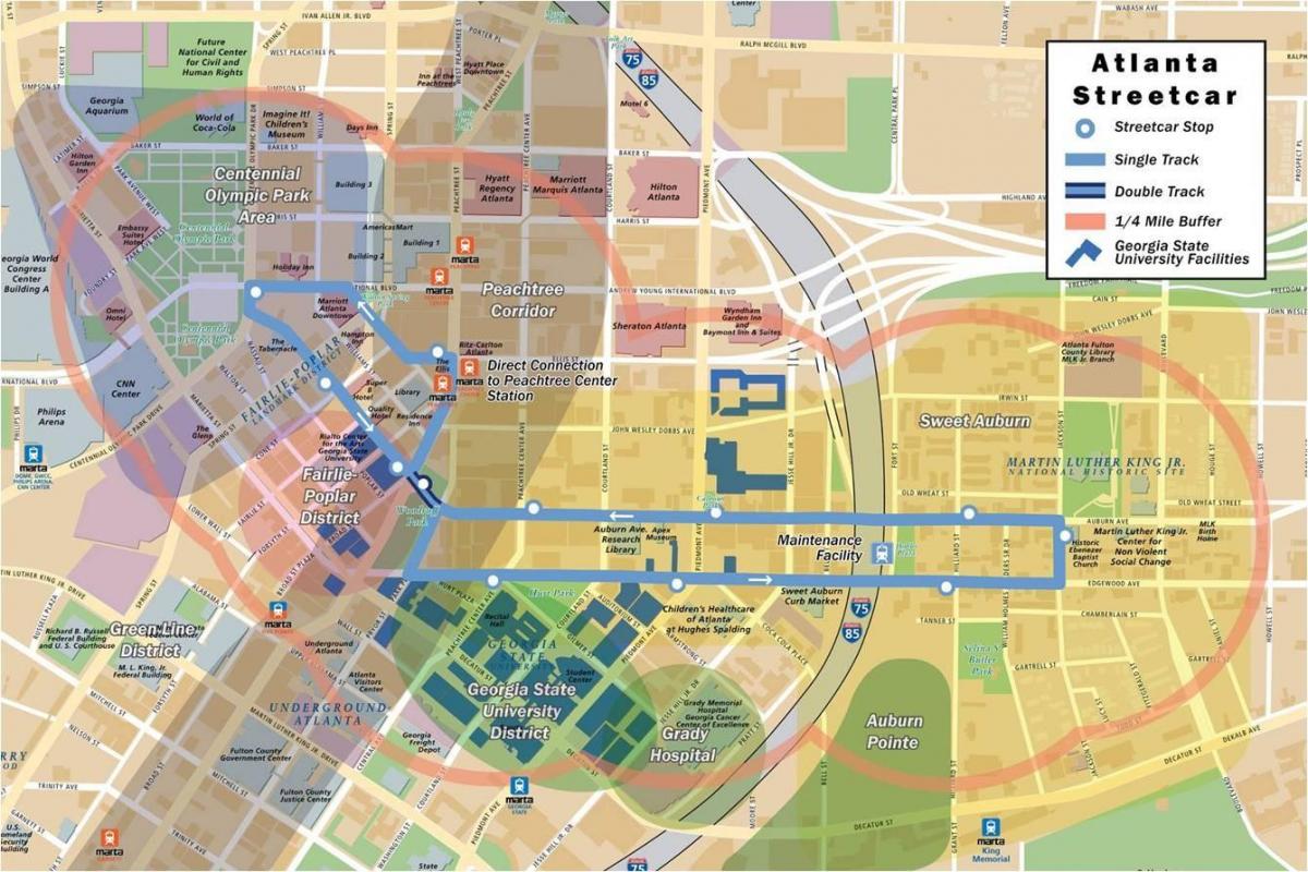 карта на streetcar Атланта