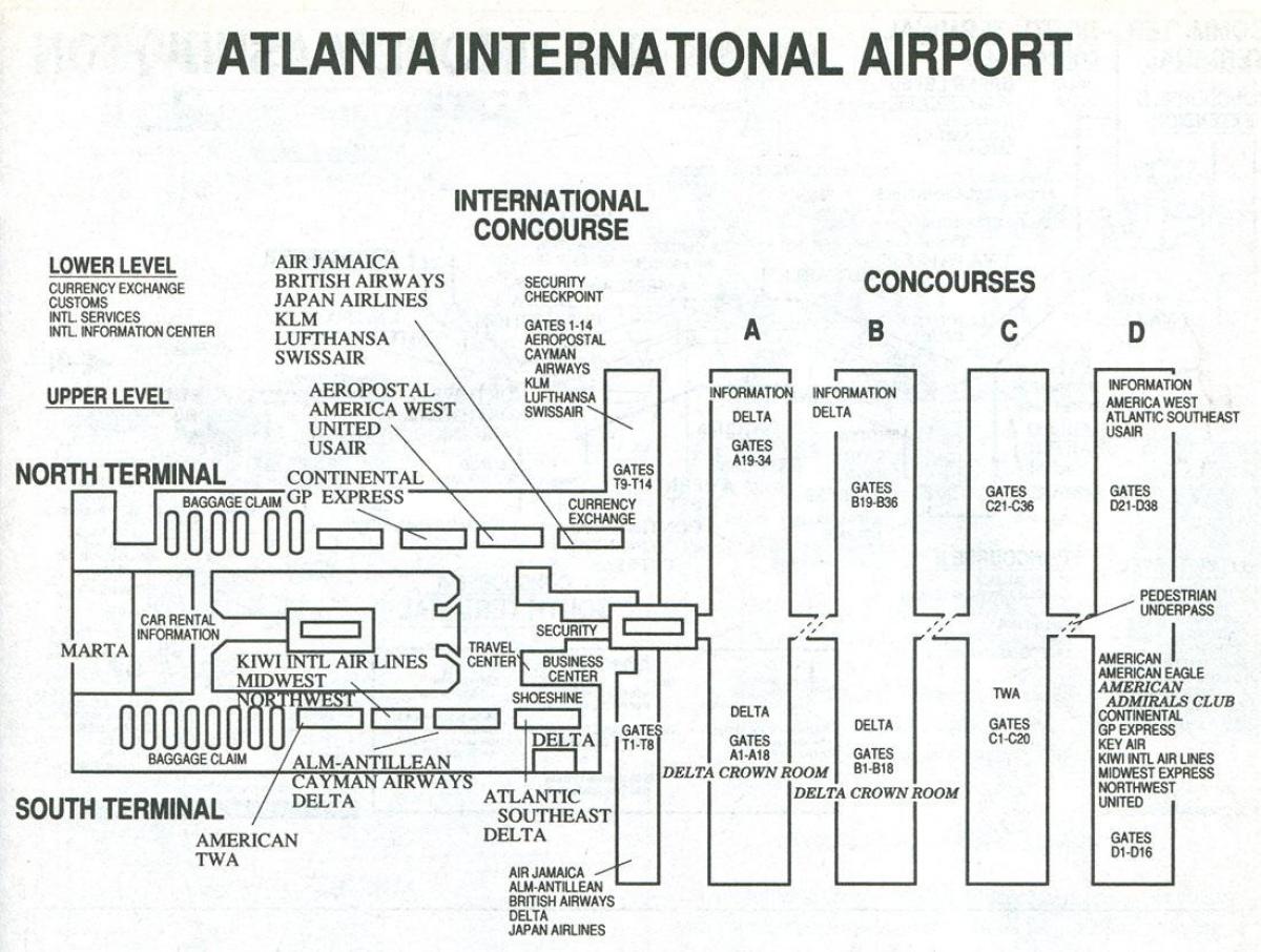 Атланта аеродромски терминал s мапа