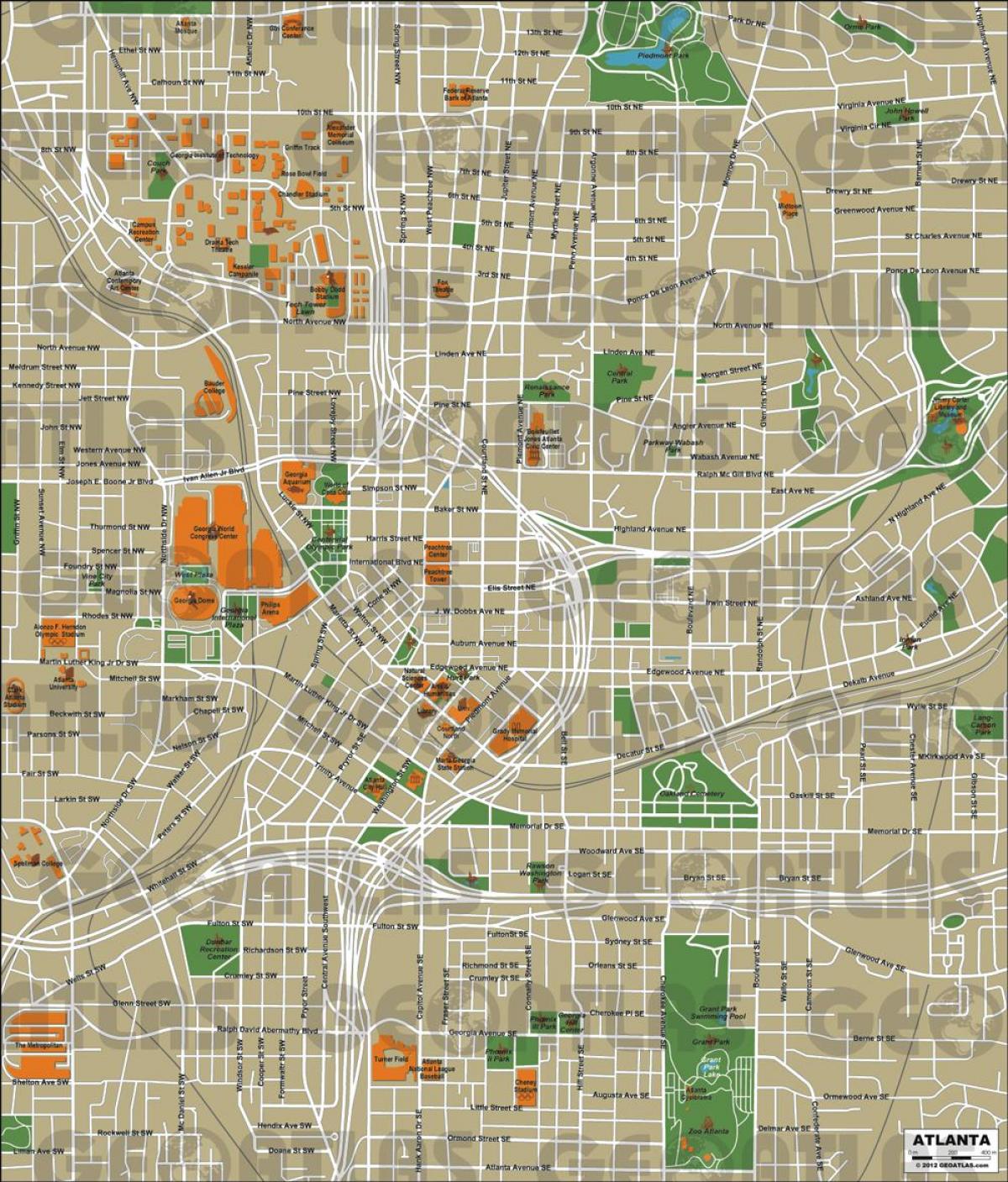 градот на Атланта мапа