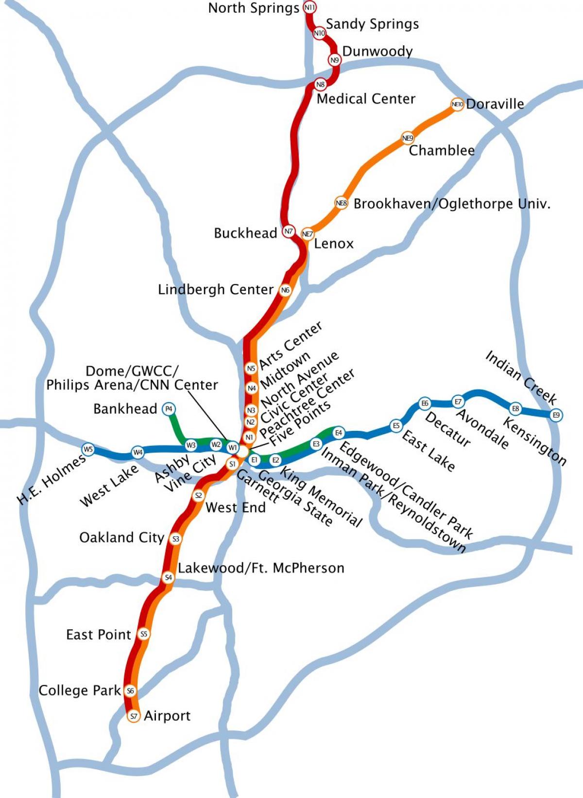 мапа на метро-Атланта