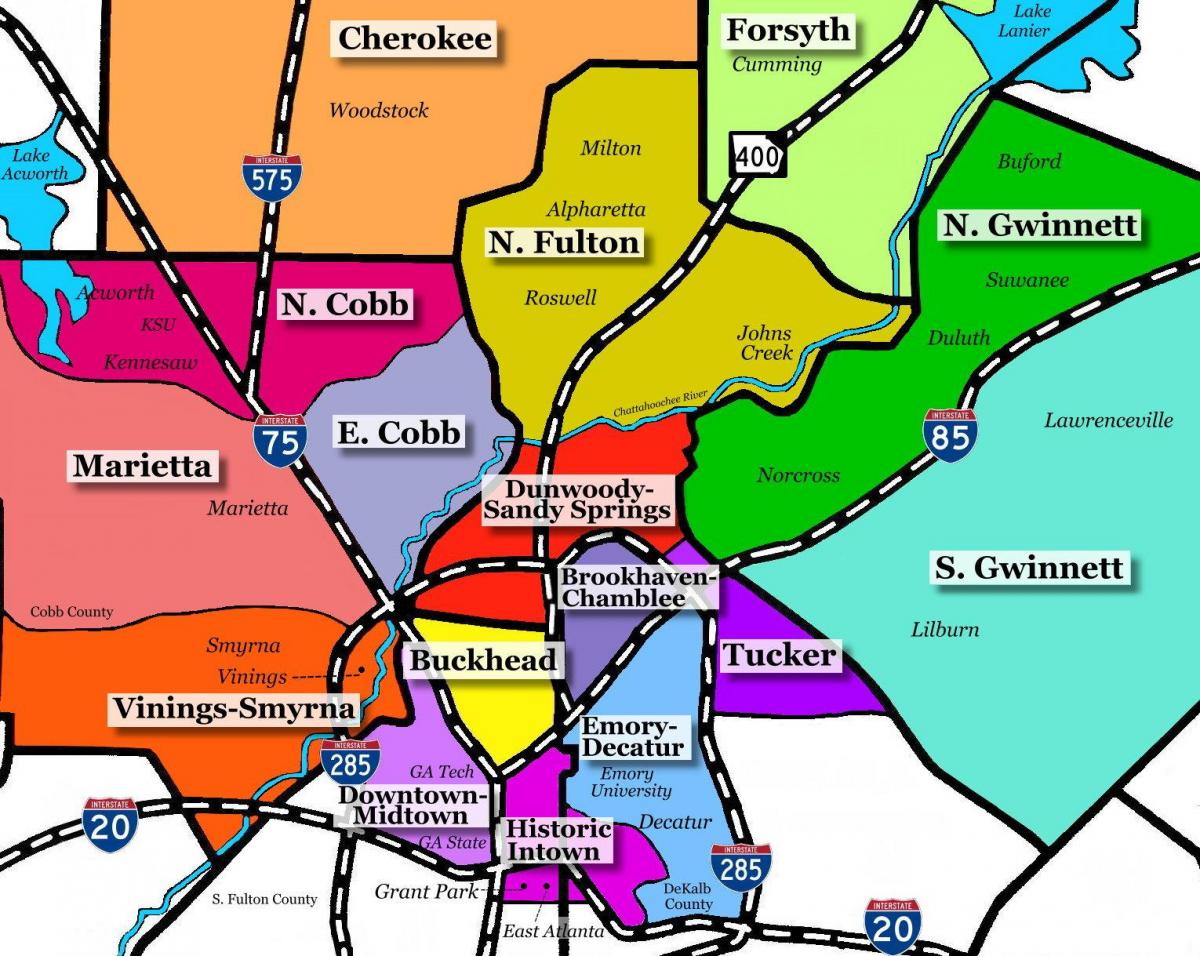 карта на Атланта во предградието