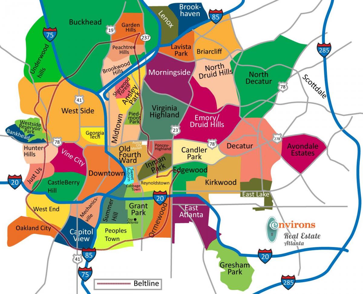 карта на Атланта населби