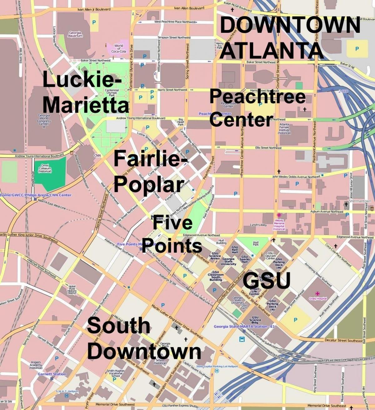 мапа на градот Атланта