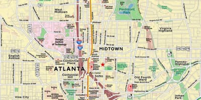 Карта на midtown Атланта